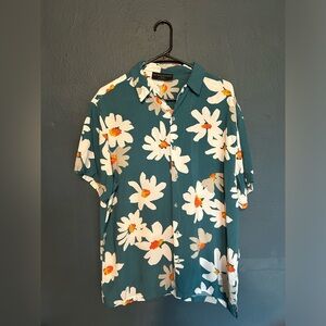 Men’s Large (42/44) No Boundaries Button Up Floral Print Blue Shirt